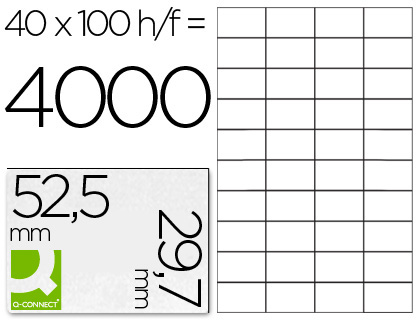 CJ100 hojas A4 4000 etiquetas adhesivas Q-Connect 52,5x29,7mm.  ILC